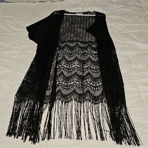 Elegant Black Fringe Cover Up
